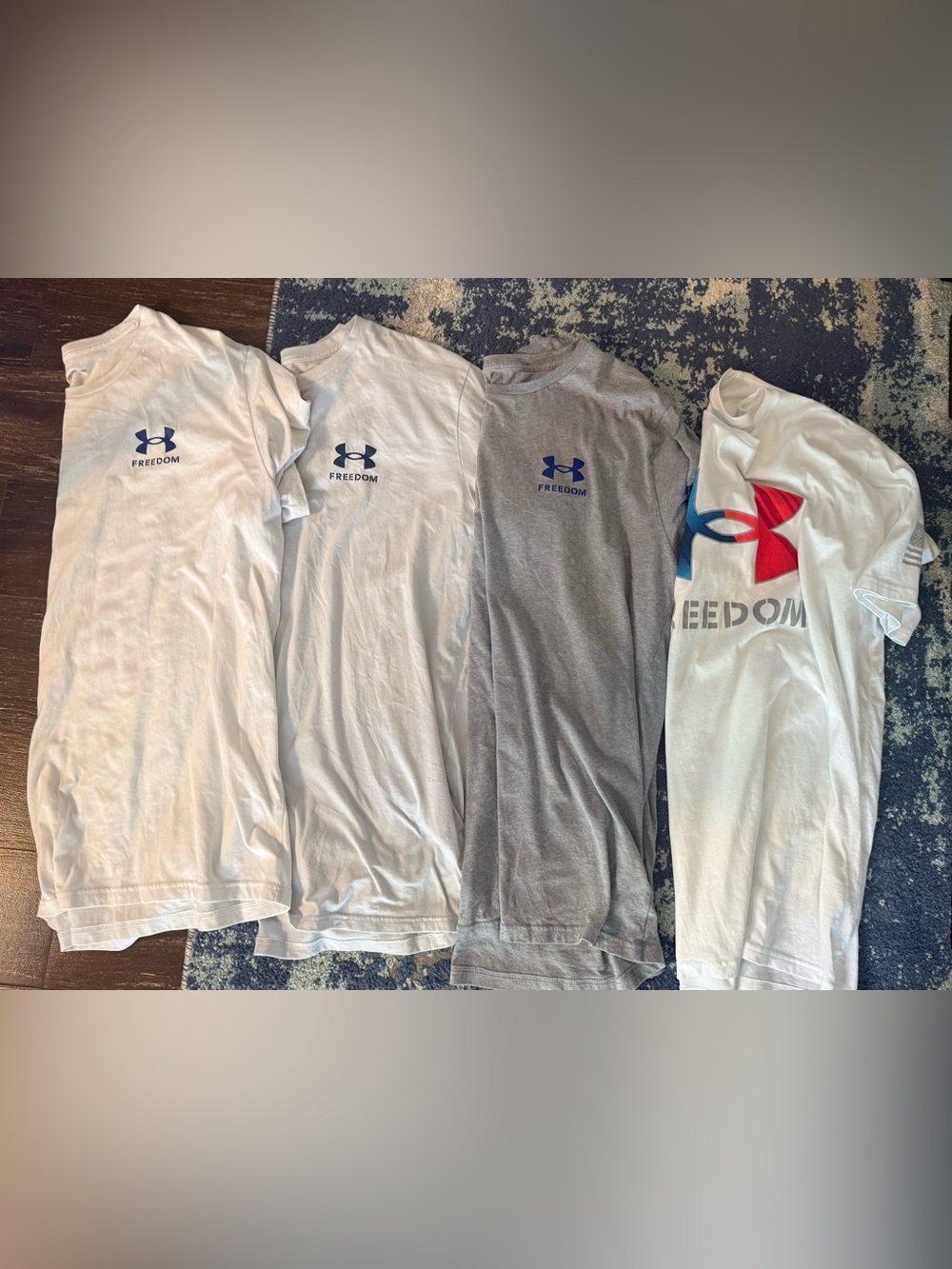 Lot of 4 Under Armour Men's Freedom Logo Tee - White & Gray